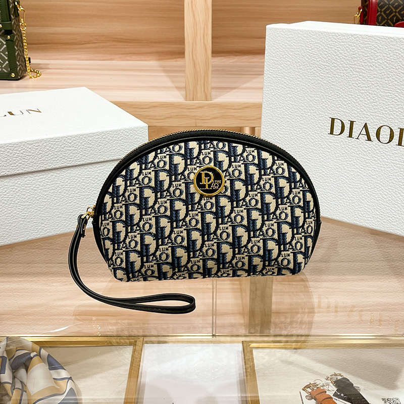 2025 Shell bag New Style Clutch Bag Printed and Embroidered Cosmetic Bag High-Quality Canvas Coin Purse