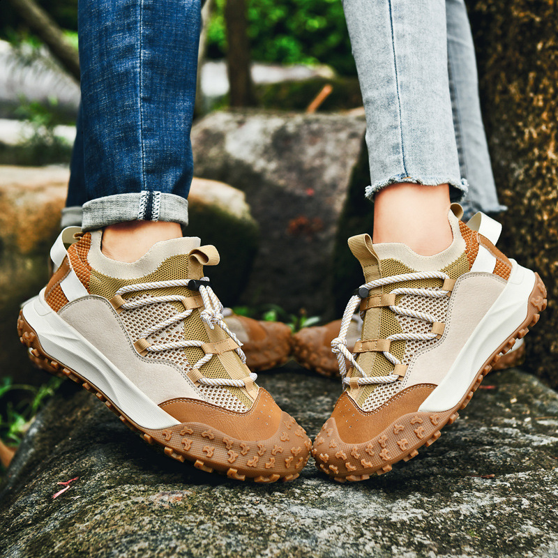 Men Outdoor Hiking Sneakers Climbing Trekking Lace Up Trekking Outdoor Mountain Bike Shoes Flat Sport Cycling Shoes Breathable 240606