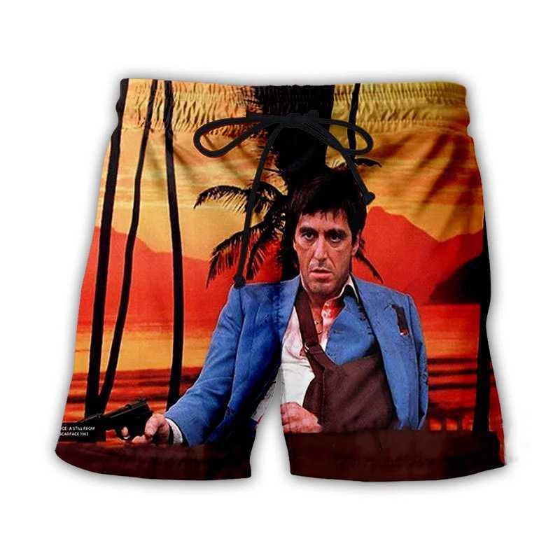 Scarface Classic Movie 3D Printed Beach Shorts Mens Fashion Oversized Surfboard Sports Pants Swimsuit Trunks Childrens ClothingXJ250407