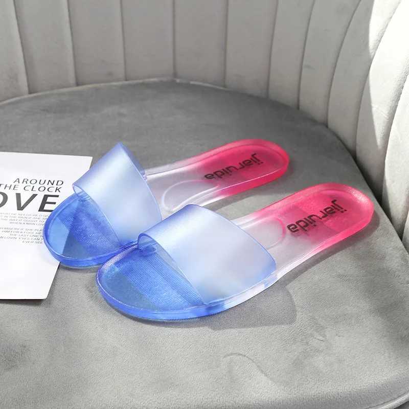 Summer womens slippers Fi outdoor sandals beach N-Slip color Mahing flip cover PVC indoor Ctrast color bathroom shoesXJ250407
