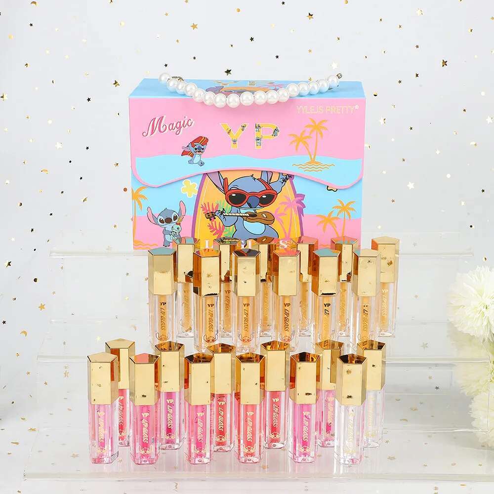 24Pcs Cute Cartoon Shimmer Gloss Set 6 Colors Gift Box Magic Color Changing Lip Oil Lips Cosmestic