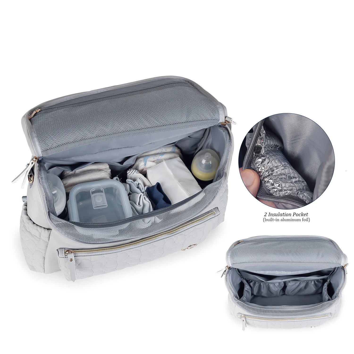 Baby Diaper Bag Waterproof Quilted Embroidered Mommy Backpack Large Capacity Women Shoulder Bag with Changing Pad 250407