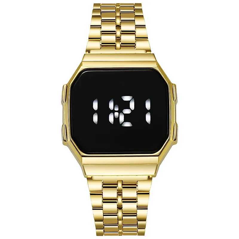 New digital display LED touch watch Electronic for Women rose gold and silver mens retro style watchT250408