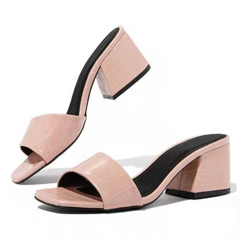 Summer slippers womens Fi shoes thick high heels black sandals luxury high heels ZapatosXJ250407