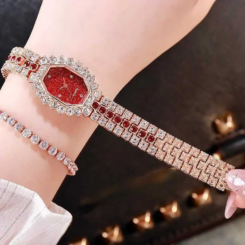 Womens Bracelet Watch New Fashion Womens Square Watch Full Diamond Quartz Clcok Alloy Leisure Starry Sky WatchT250408