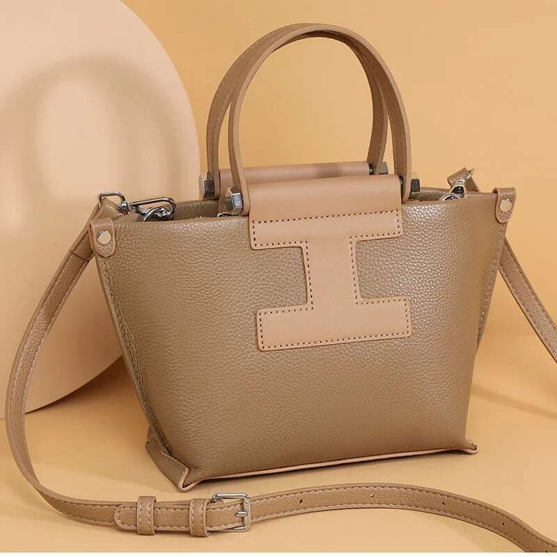 Cowhide Women Tote High Quality Solid Enuine Leather Women's Shoulder Crossbody Bag Fashion Female Handbag Sac A Main