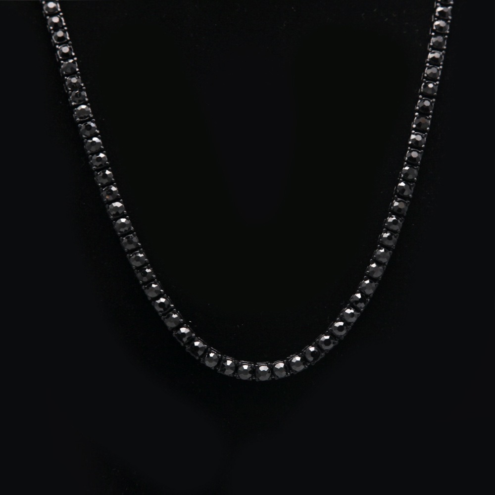 Solid Gold Iced-Out Moissanite Diamond Tennis Necklace for Men - High Quality 4mm VVS1 Moissanite Charms, Choose from Various Karat Weights