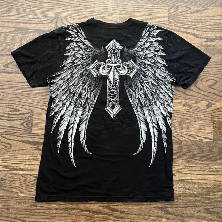 Influence short sleeved Y2K retro clothing punk hiphop graphic printing oversized Tshirt for women round neck pure cotton top 250408