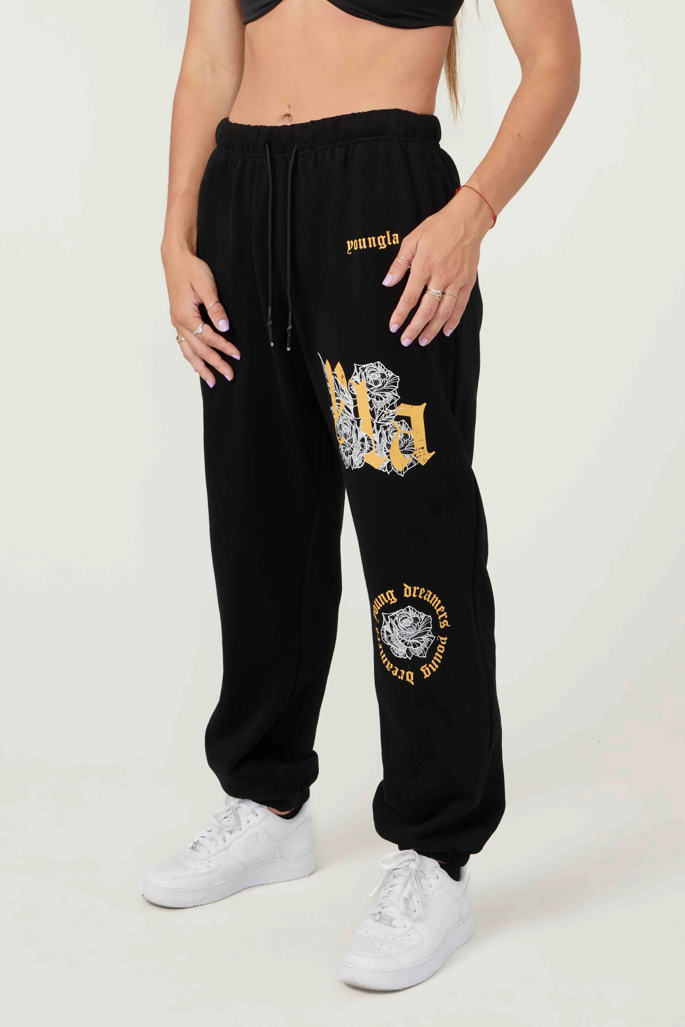 US printed mens and womens jogging fitness cotton casual wool pants drawstring sports 250407