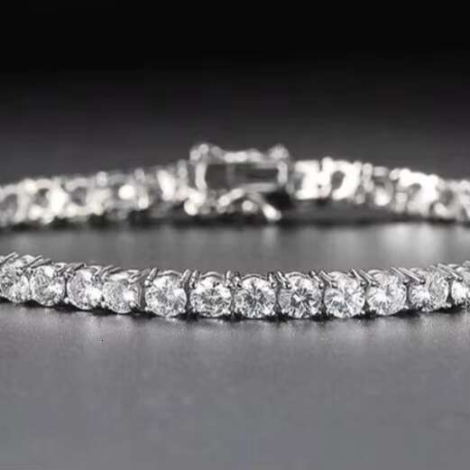 Stock Sale Moissanite Tennis Chain 6MM VVS Clarity S925 Gold Plated Tennis Bracelet