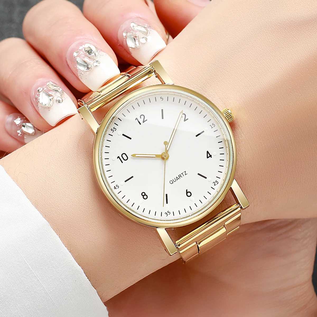 Fashion Arabic Dial Women Quartz Watch Casual Alloy Band Wristwatch for Ladies Clock Reloj MujerWithout BoxT250408