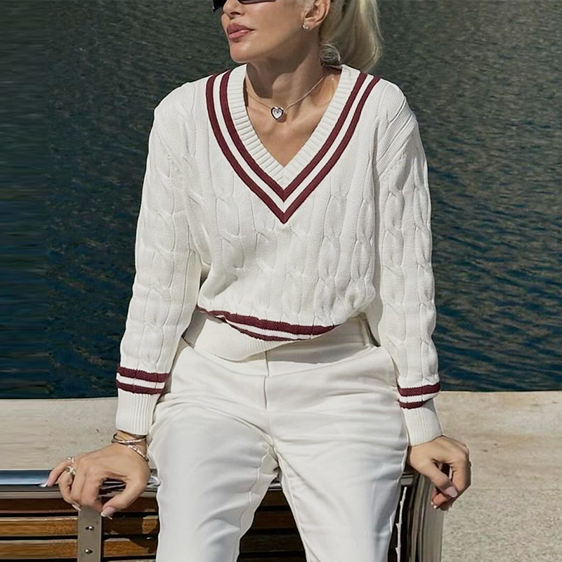 Women's color-blocked striped sports top, V-neck long-sleeved top, popular for sports, running, and fitness, fall clothing, women's office o