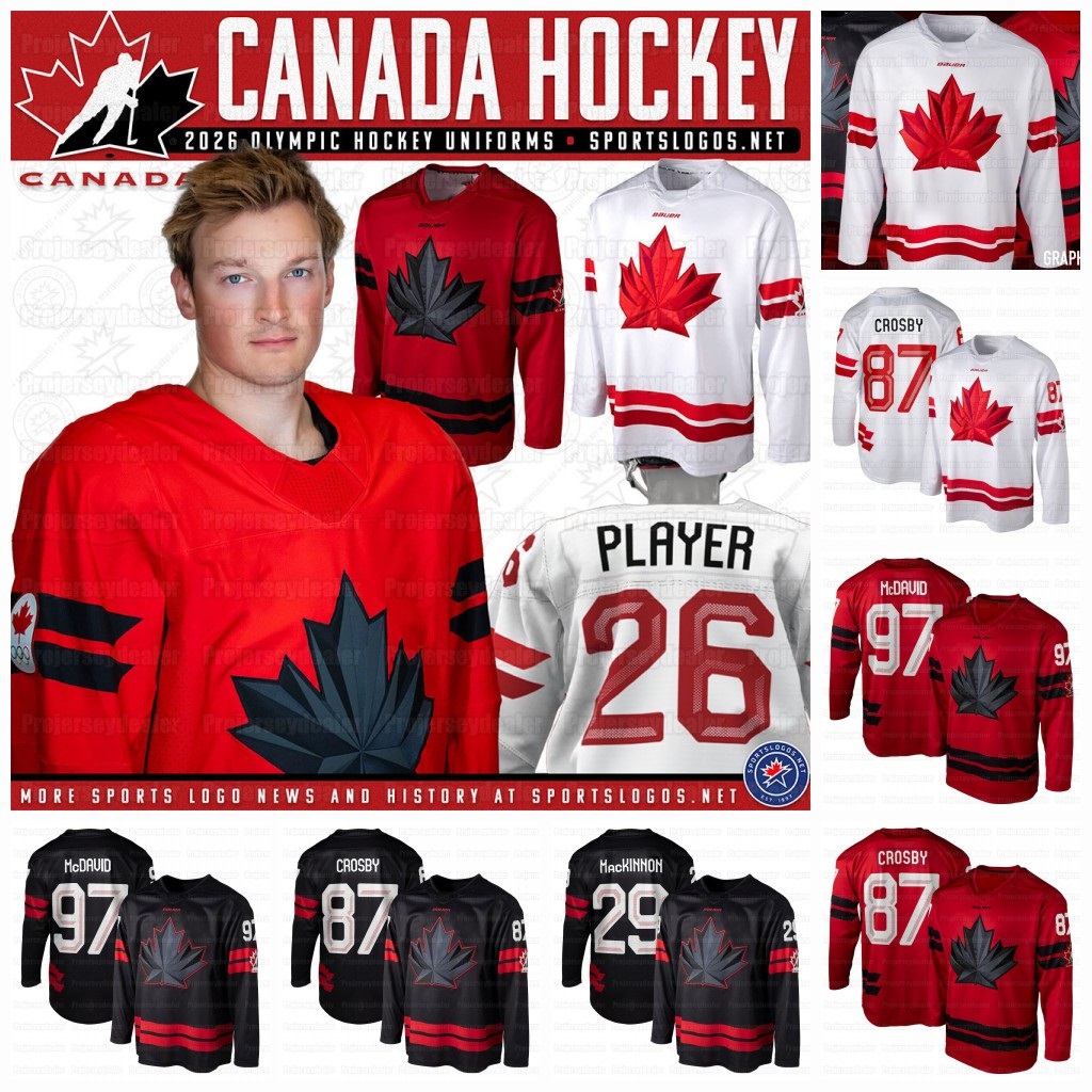 87 Sidney Crosby Canada 2026 Winter Olympices Hockey Jersey Mcdavid Nathan Mackinnon Brayden Point Cale Makar Sam Reinhart Custom
