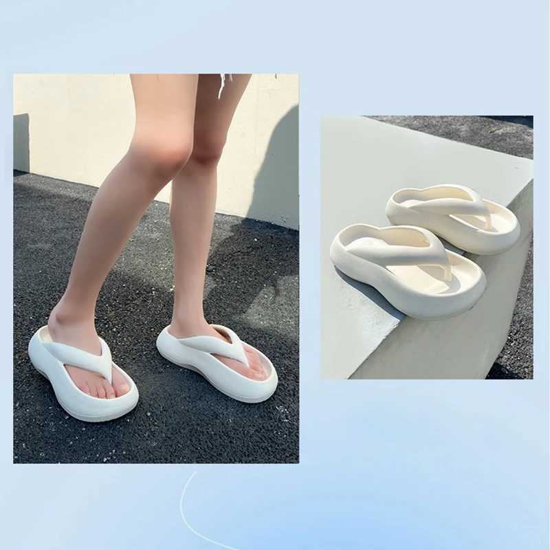 Womens summer thick bottomed flip board 2025 new height increases anti slip beach sandals for outdoor wearXJ250407