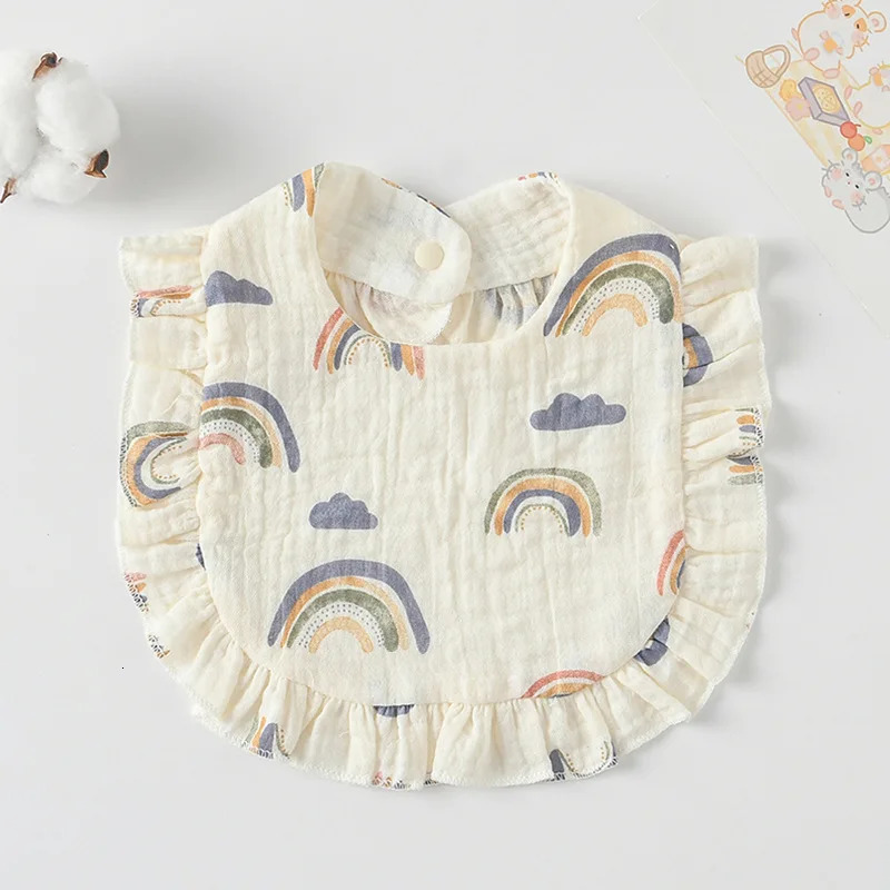 6 Pack born Muslin Cotton Ruffles Bibs Baby Girls Soft Bandana Drooling Teething Burp Cloth Organic Cotton 6 Absorbent Layers 250408