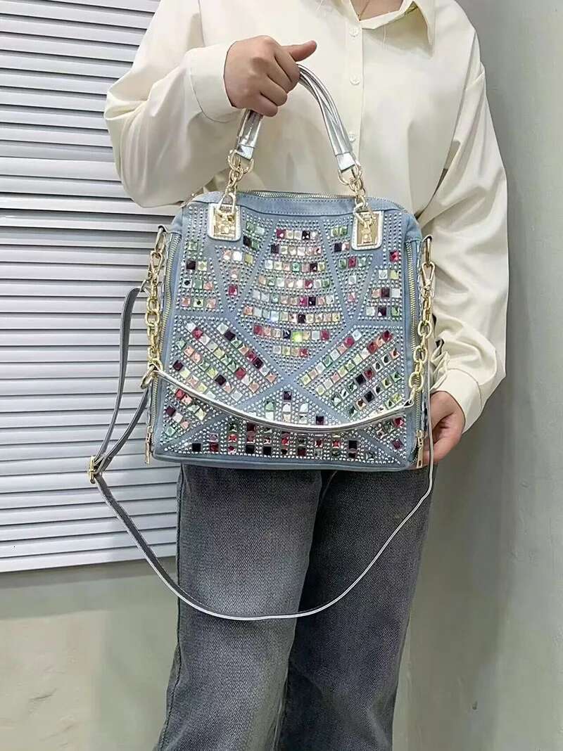 Women's Denim Bag Crossbody Shoulder Wallet Large Capacity Dia Vintage Blue Jean Purse And Handbags