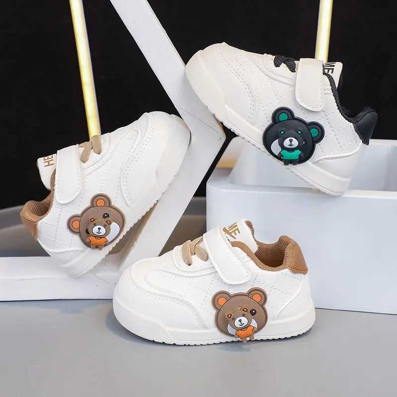 Boys and girls unisex casual shoes white sports shoes childrens babys first walking cute bear childrens sports shoes anti slip and fashionable W250407