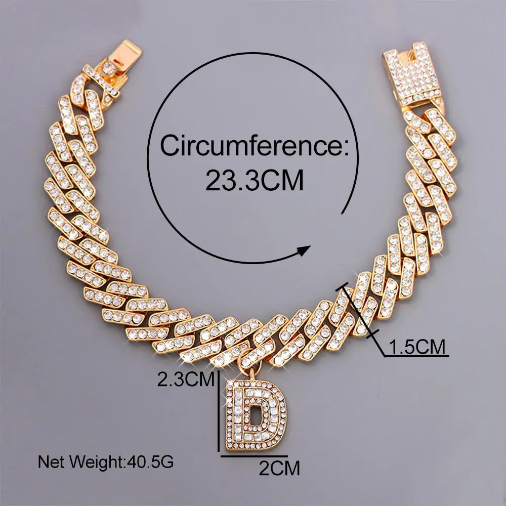 15mm DIY Gold Color Layered Initial Cuban Link Chain Iced Out Anklets for Women Cuban Anklet Bracelet Stainless Steel Jewelry 250403