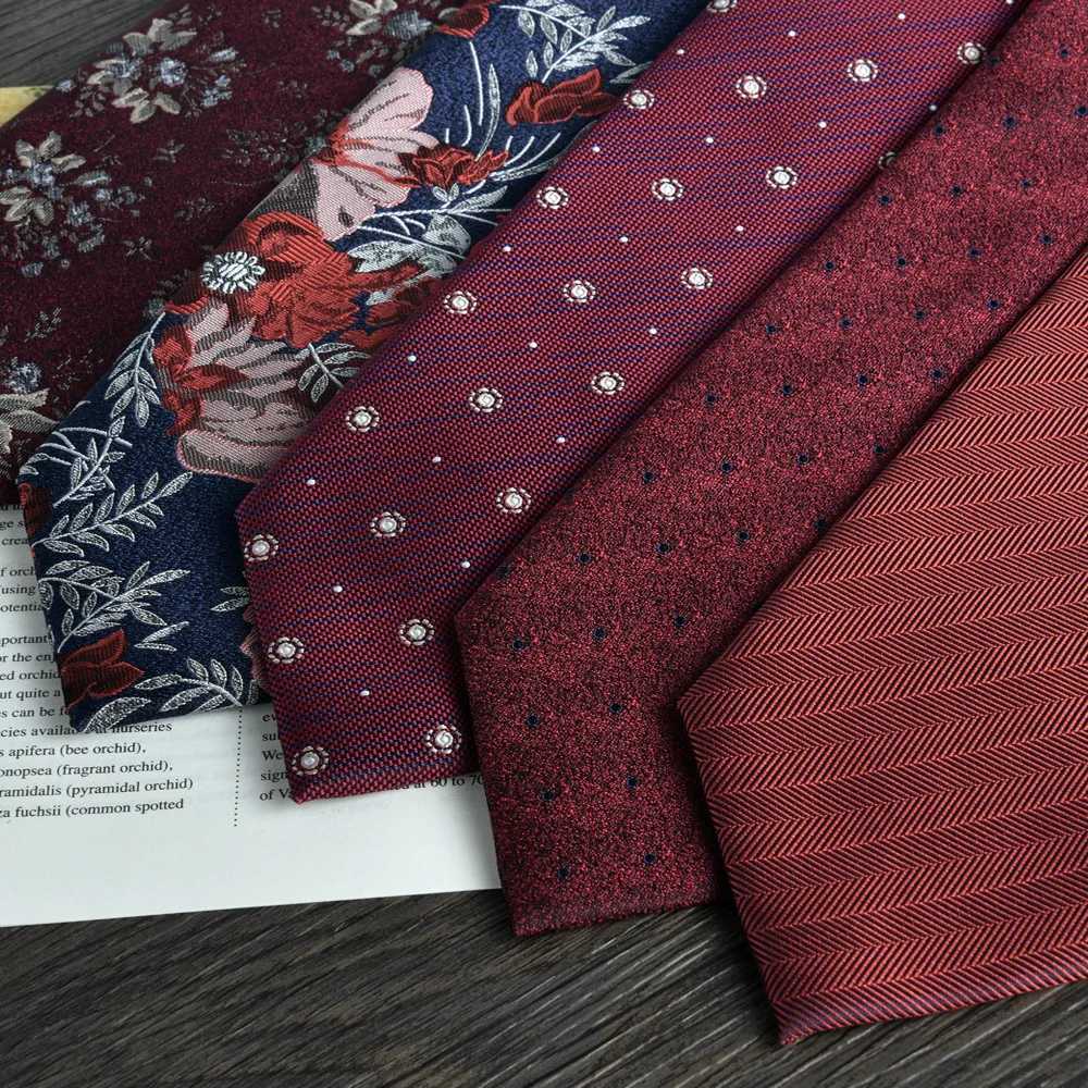 Wine Red 8cm Mens Formal Tie And Square Scarf 2-Piece Set for Business And Wedding X250407