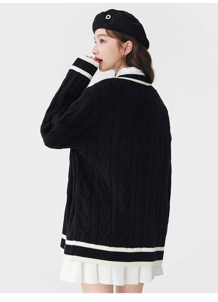 Womens Twist Sweater Cardigan Jacket - Loose-Fit Autumn/Winter Outerwear