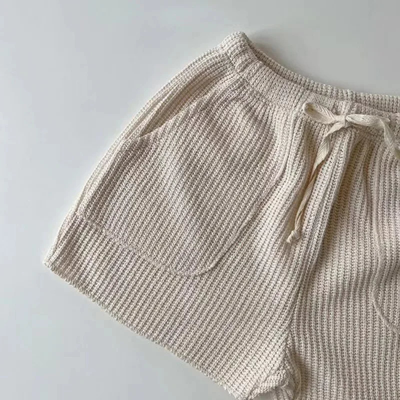 Korean Version Summer Kids Baby Girls Boys Short Sleeve Solid Top Tees Shorts Pants Infant Cute Pure Cotton Loose Clothing Set 250407