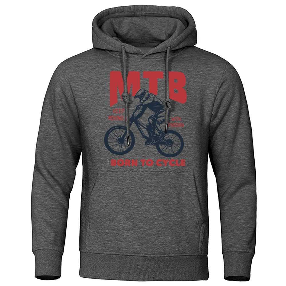 Mtb continues to move forward with passion giving birth to Menatums bicycle hoodies fur lining oversized sweatshirts and vintage high-quality tops W25