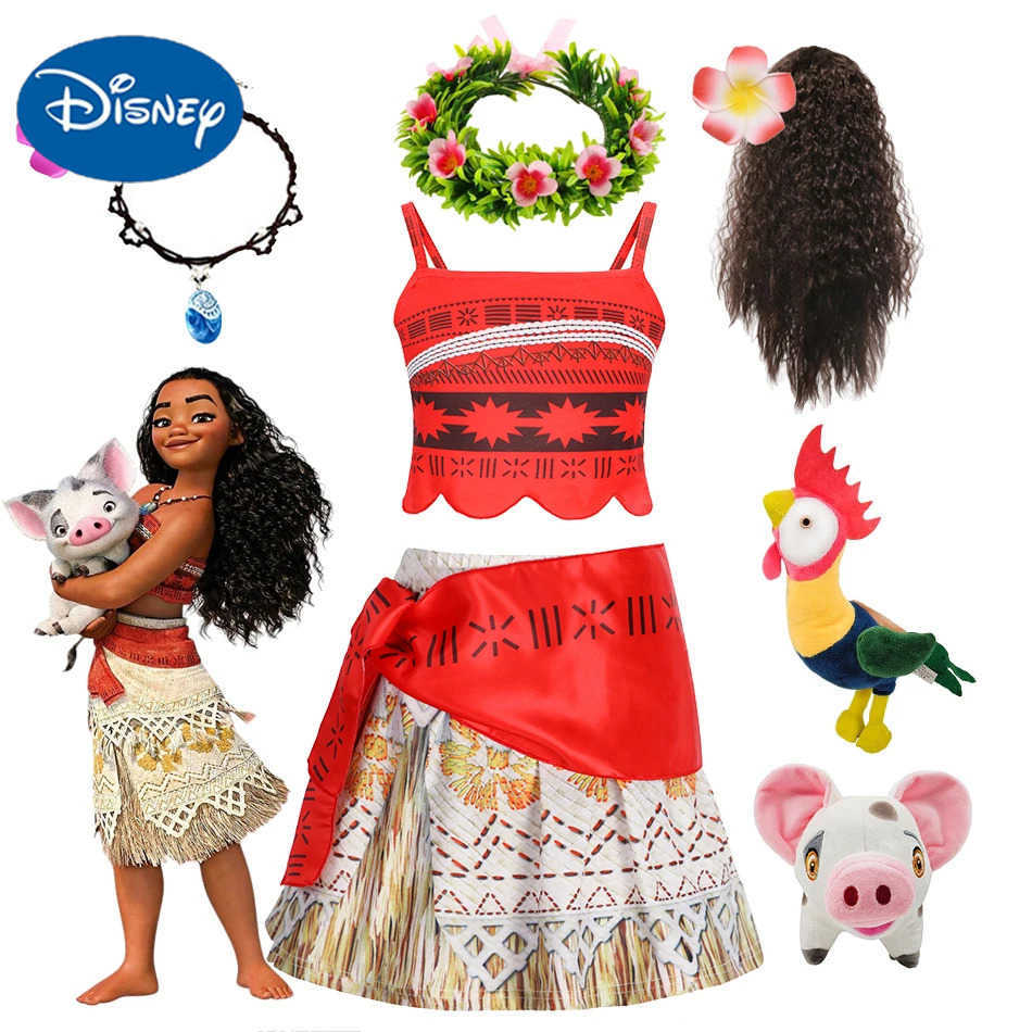Disney Princess Vaiana Fantasy Childrens Role Playing Moana Summer Girls Carnival Costume Childrens Costume Set Christmas Moana Costume X2504081