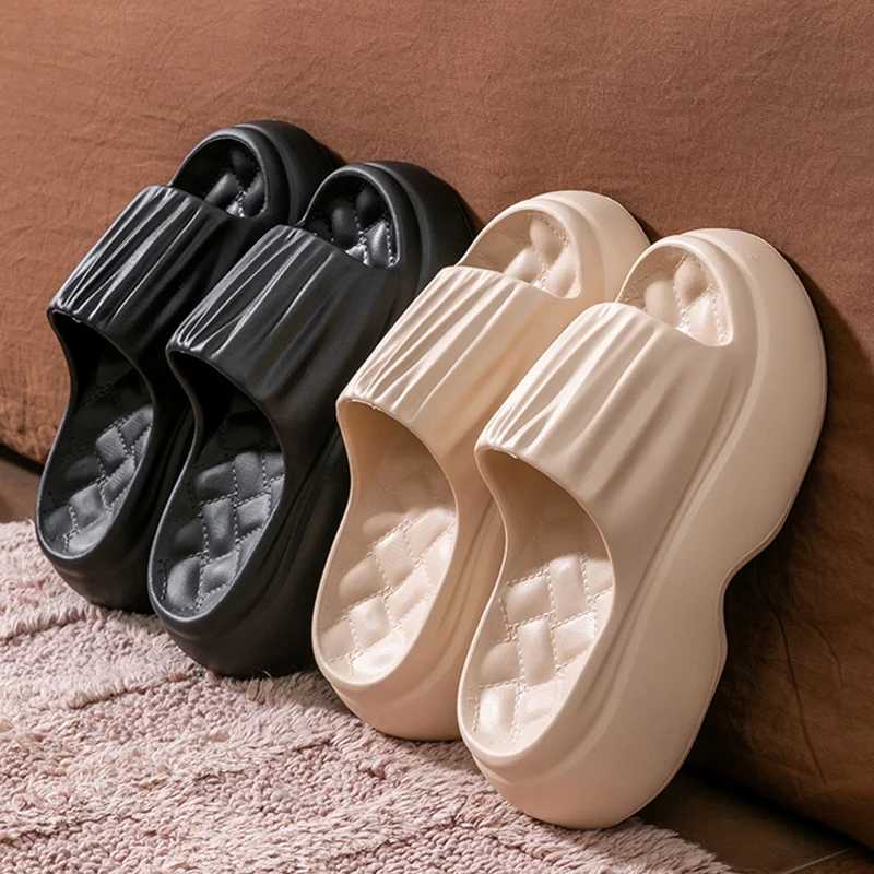 Solid color EVA platform slider womens slider thick high-heeled sandals womens summer 2025 indoor and outdoor thick bottomed beach sliderXJ250407