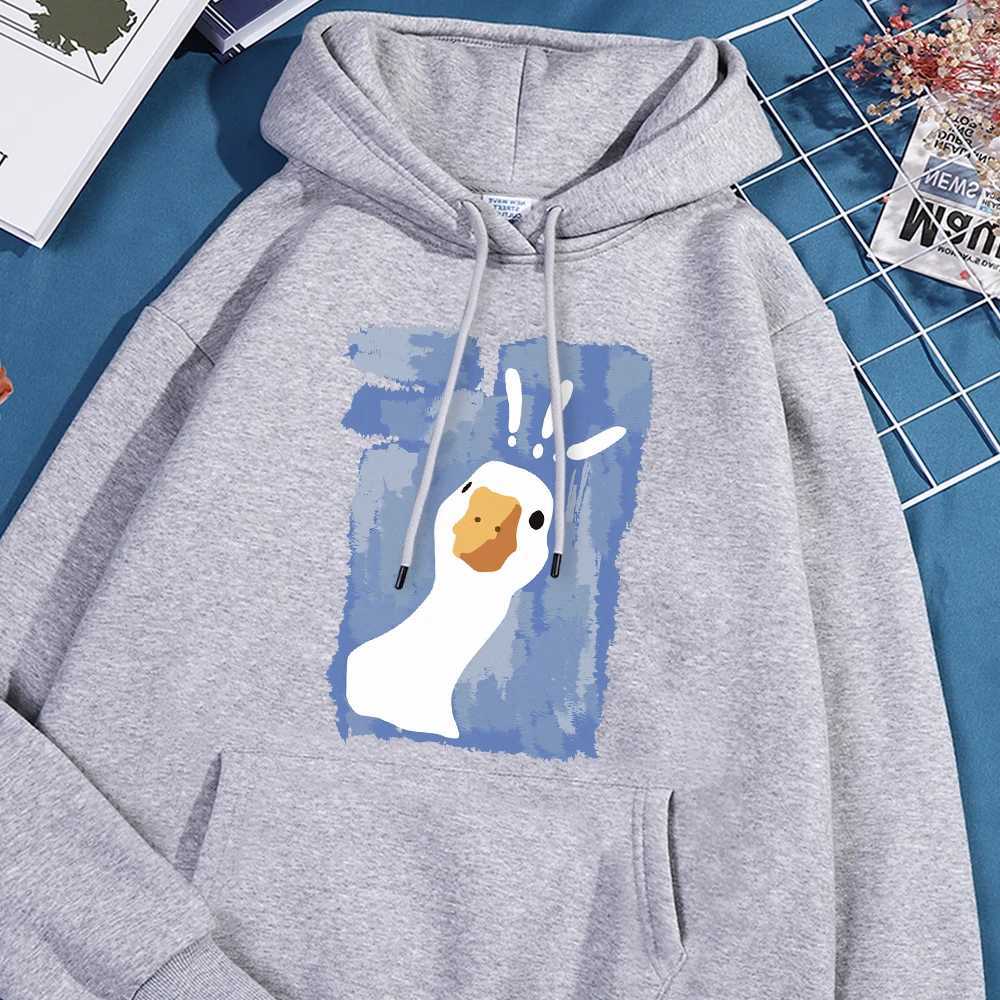Graffiti art confuses duck print mens hoodies fashionable large-sized hoodies loose casual hoodies Korean S-Xxl womens clothing W250408