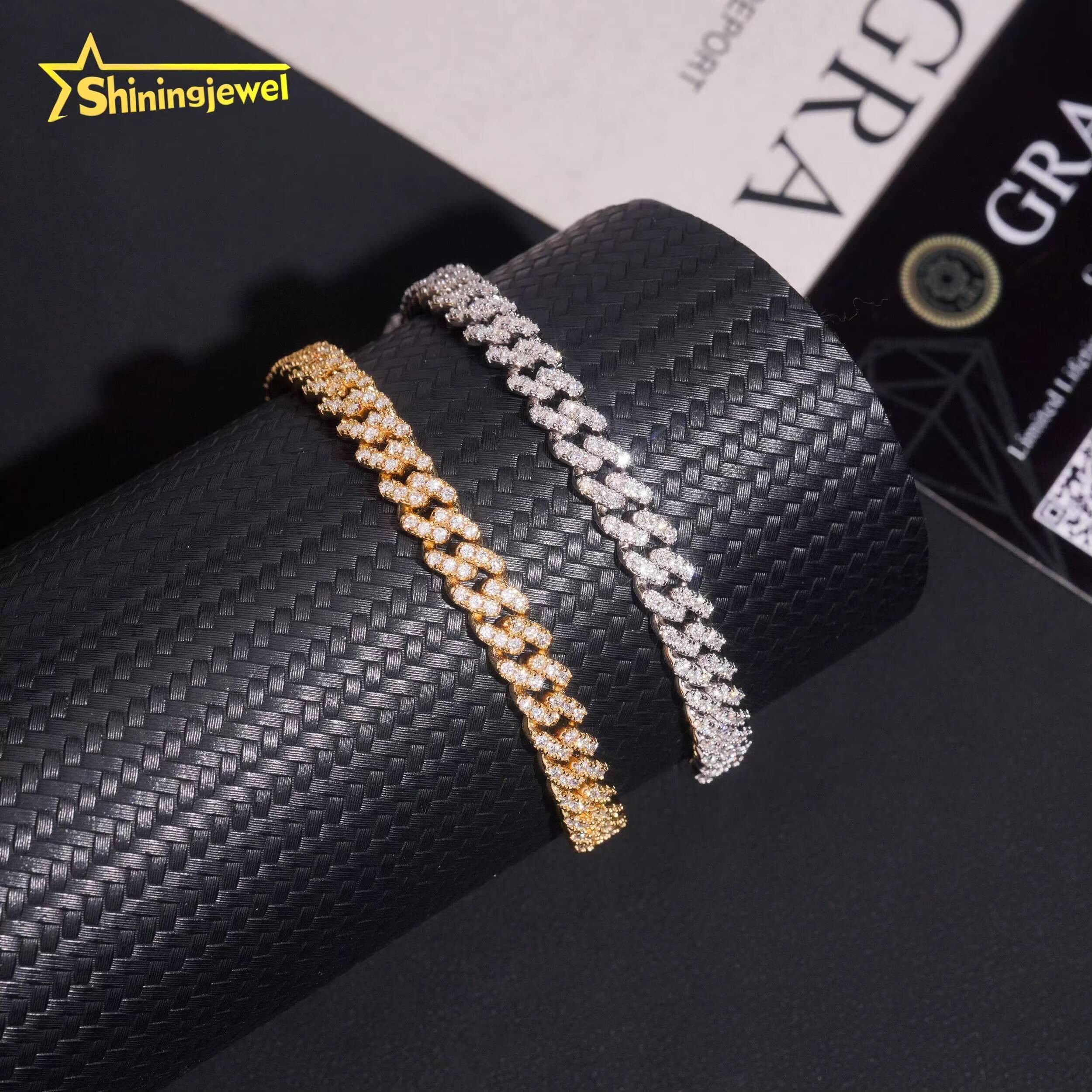 Fine Jewelry 925 Sterling Silver Cuban Link Chain 6MM High Quality Pass Diamond Tester Moissanite Cuban Link Bracelet Men