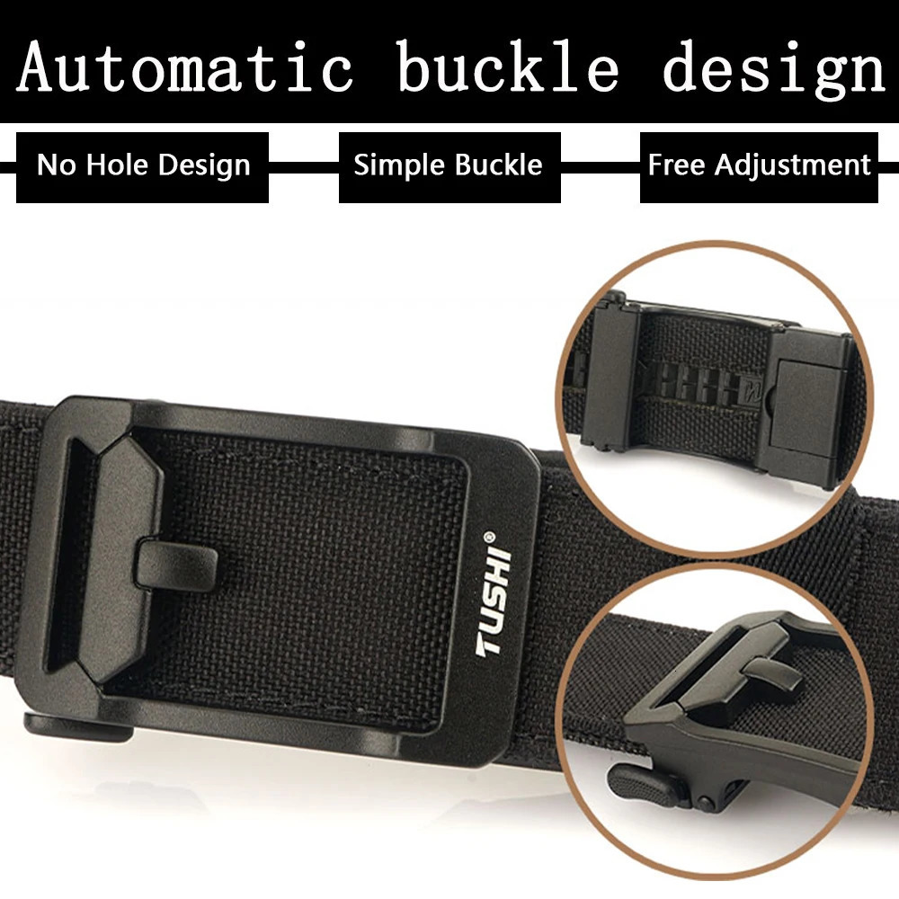 TUSHI Military Gun Belt for Men Nylon Metal Automatic Buckle Duty Belt Tactical Outdoor Girdle IPSC Accessories 250403