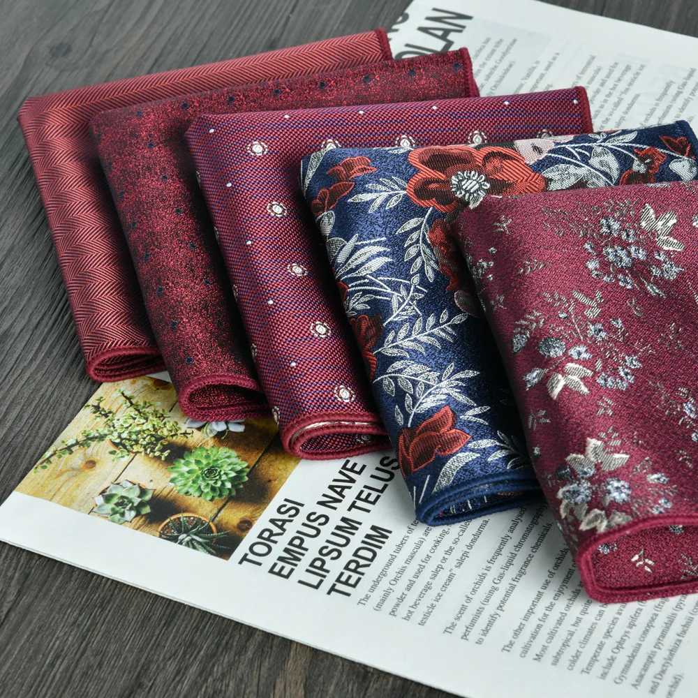 Wine Red 8cm Mens Formal Tie And Square Scarf 2-Piece Set for Business And Wedding X250407