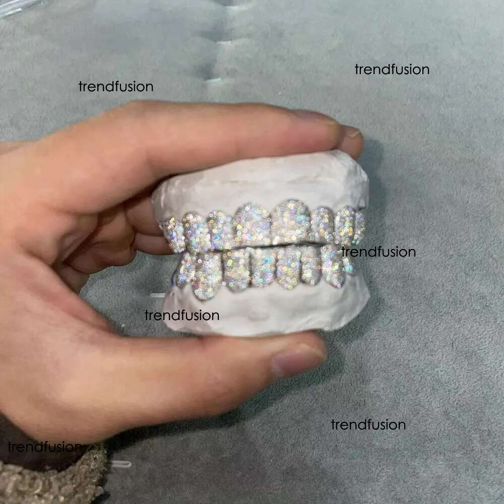 Custom Made Hip Hop Iced Out Sterg sier Jewelry Permanent Cut VVS Moissanite Dias Teeth Mouth Grillz