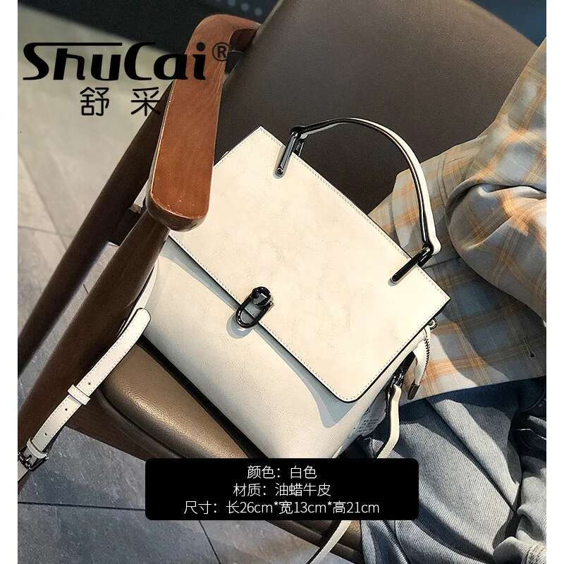 Women's Cowhide Leather Bags Fashion One-Shoulder Handbags Ladies Classic Satchels Large Capacity Messenger Versatile