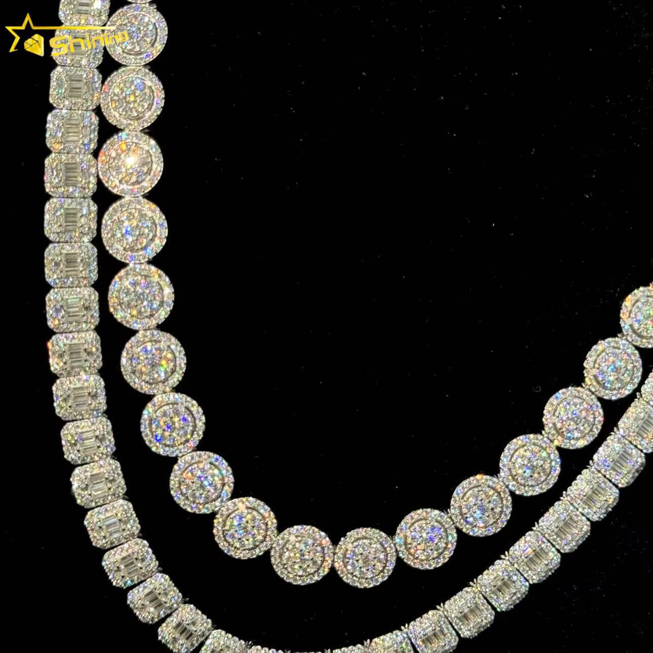 Pass Diamond Tester 10mm Chain Iced Out baguette Custom 925 Sterling Silver Hip Hop VVS Moissanite Tennis Chain