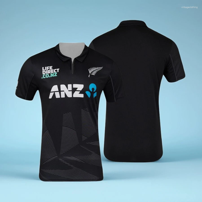 Men's Tracksuits Clothing Zealand Cricket Polo Shirts With Zipper Breathable Quick Drying Oversized Sports Casual Blackcaps