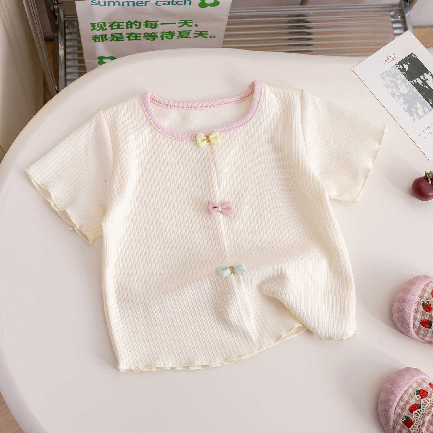 Ddmyshoesvip Girls Short Sleeved T Shirt Outfit New Stylish Baby Girl Top Small Thin Summer Children S Clothing