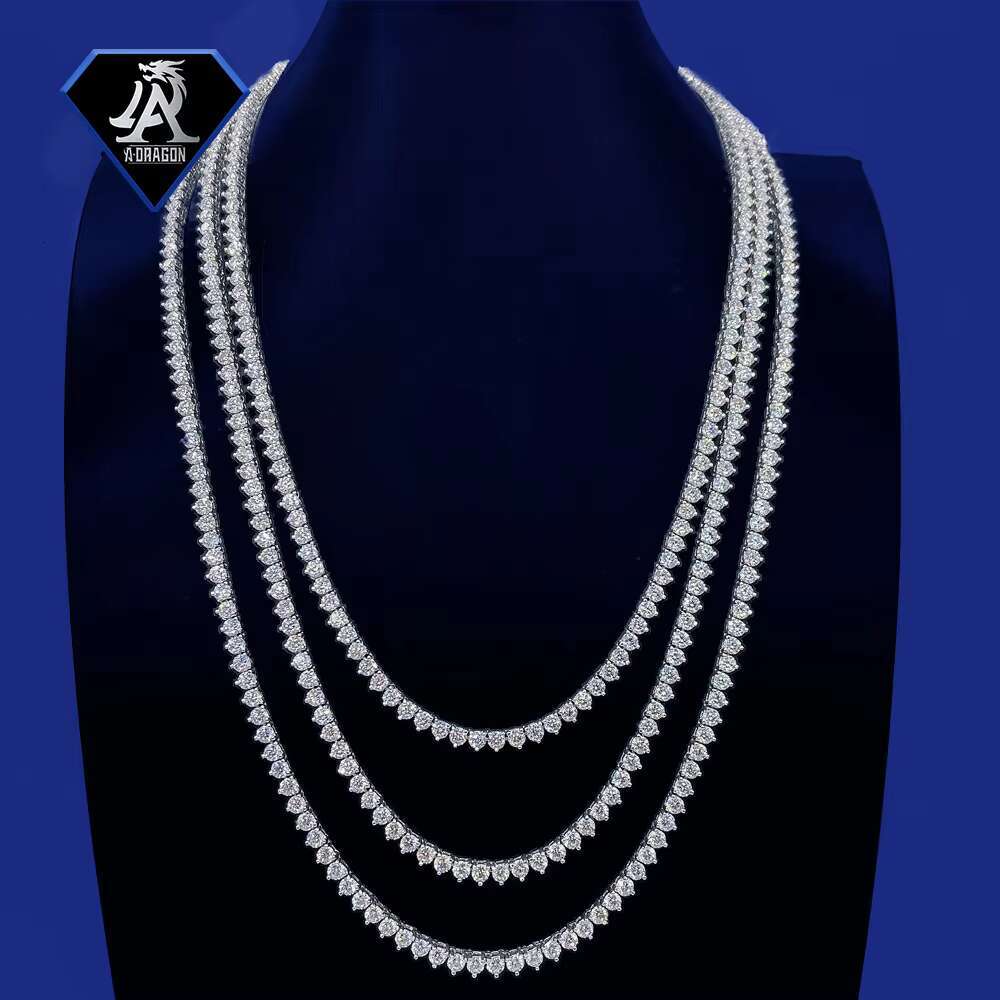 New Arrival 3mm 925 Silver Moissanite Single Stone Hip Hop Claw Necklace for Men
