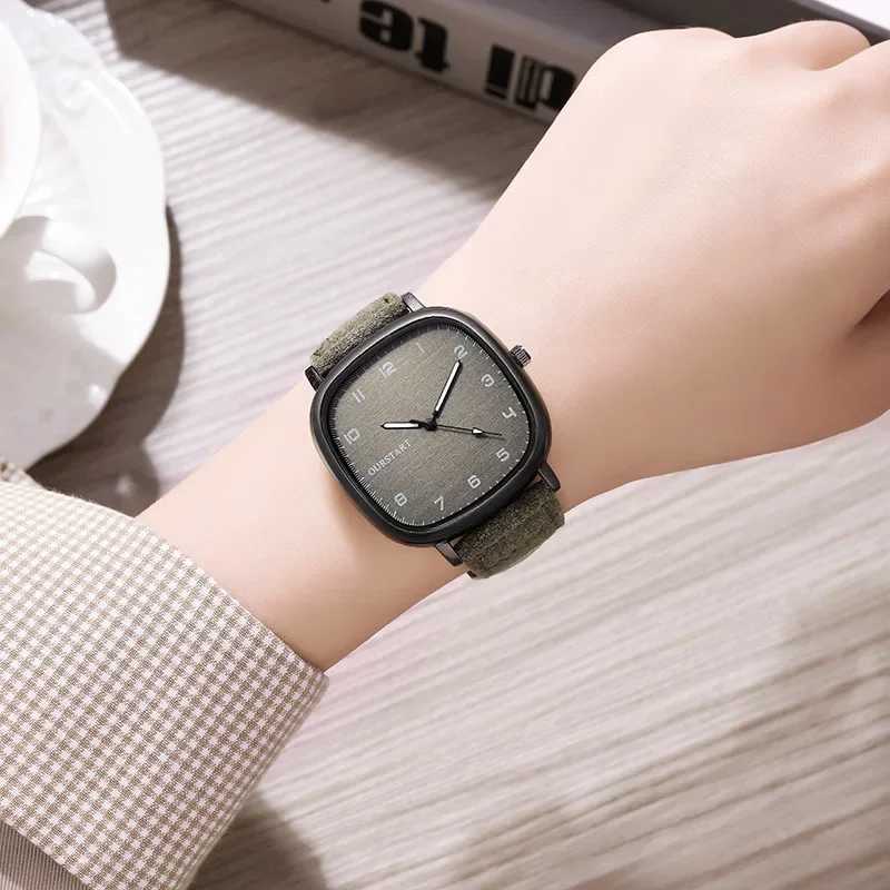 Vintage Square Dial Belt Watch Brand Quartz Watch Youth Student Watch Casual Fashion Mens Gift Watch WholesaleT250408