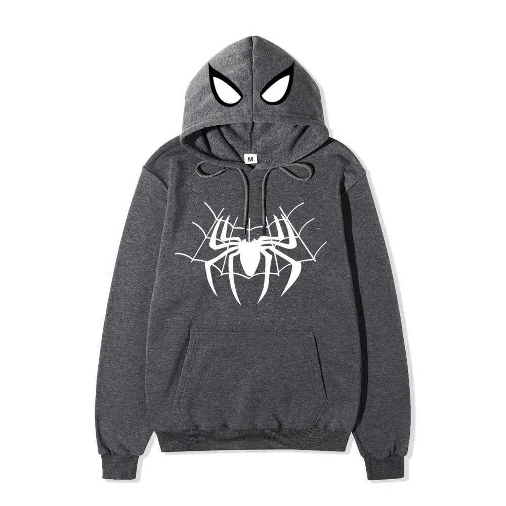 European and American dark sportswear mens and womens hoodies Gothic couple Harajuku spider print casual top Y2K W250408
