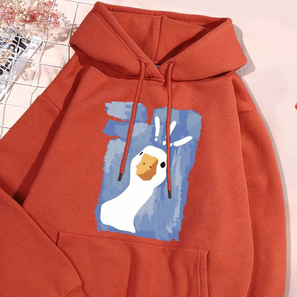 Graffiti art confuses duck print mens hoodies fashionable large-sized hoodies loose casual hoodies Korean S-Xxl womens clothing W250408