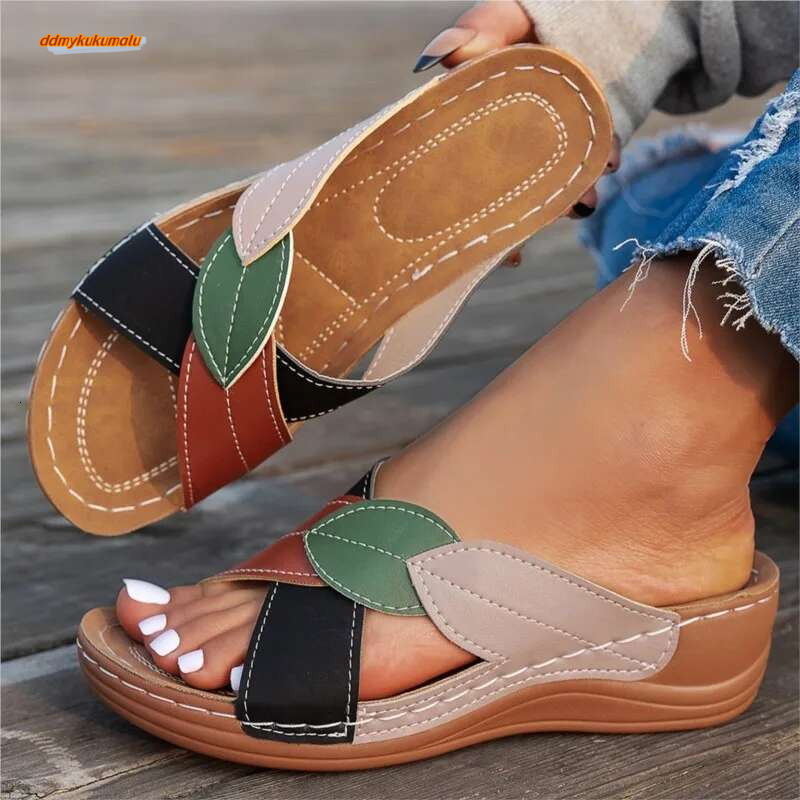 Summer Party Shoes Slides Ladies Wedge Sandals Woman Non-Slip Footwear Women Slippers Female ddmykukumalu