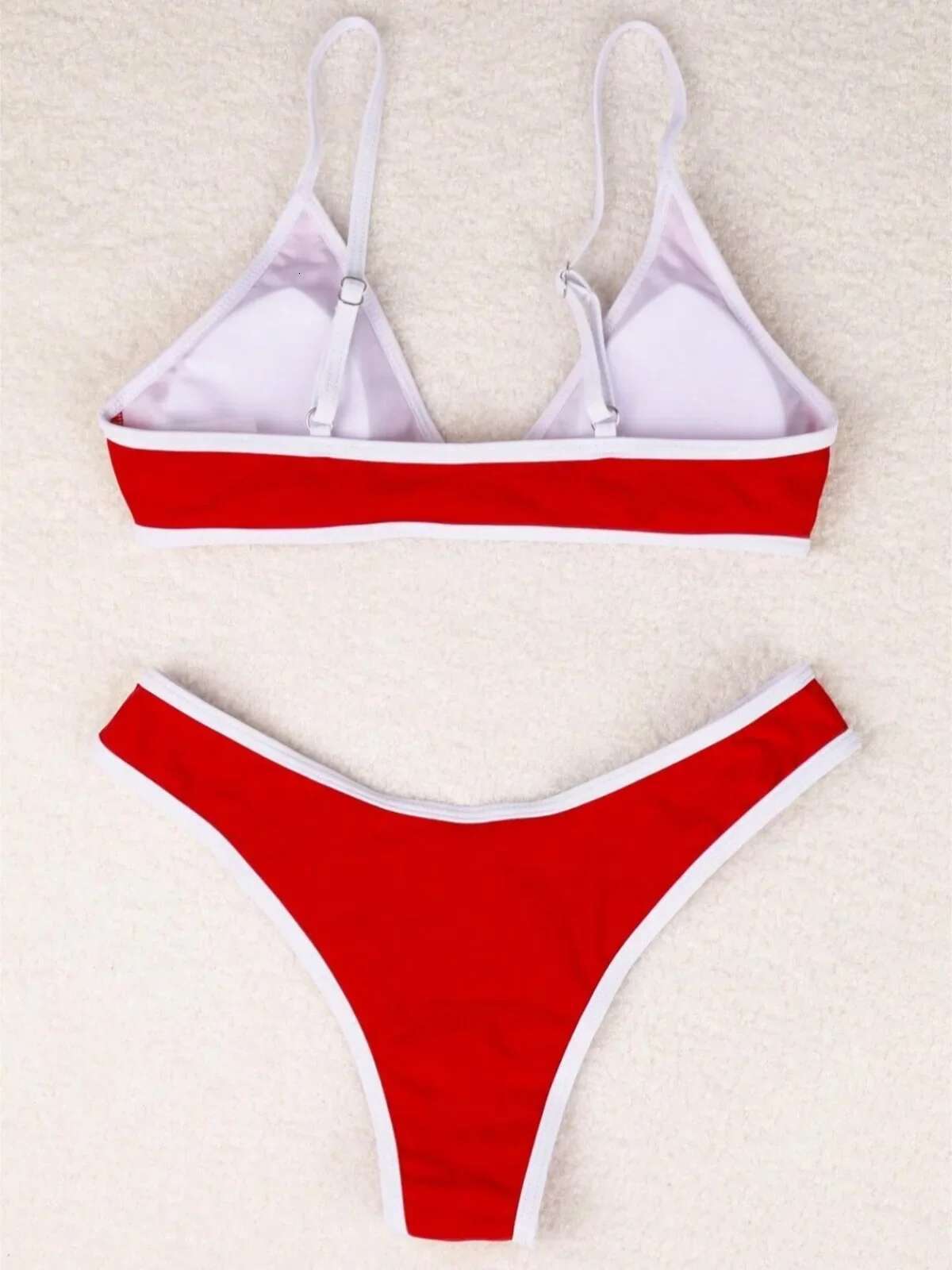Dongdumaoyi Fashion Contrast Color Swimsuit For Women Sexy V Neck Suspender Mini Bikini Set High Waist Backless Beach Vacation Swimwear