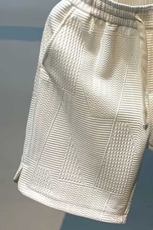 Japan And South Korea Fashion Comfortable Casual Shorts Couple Summer Jacquard Art Daily Loose Five Straight Leg Pants To Wear XJ250605