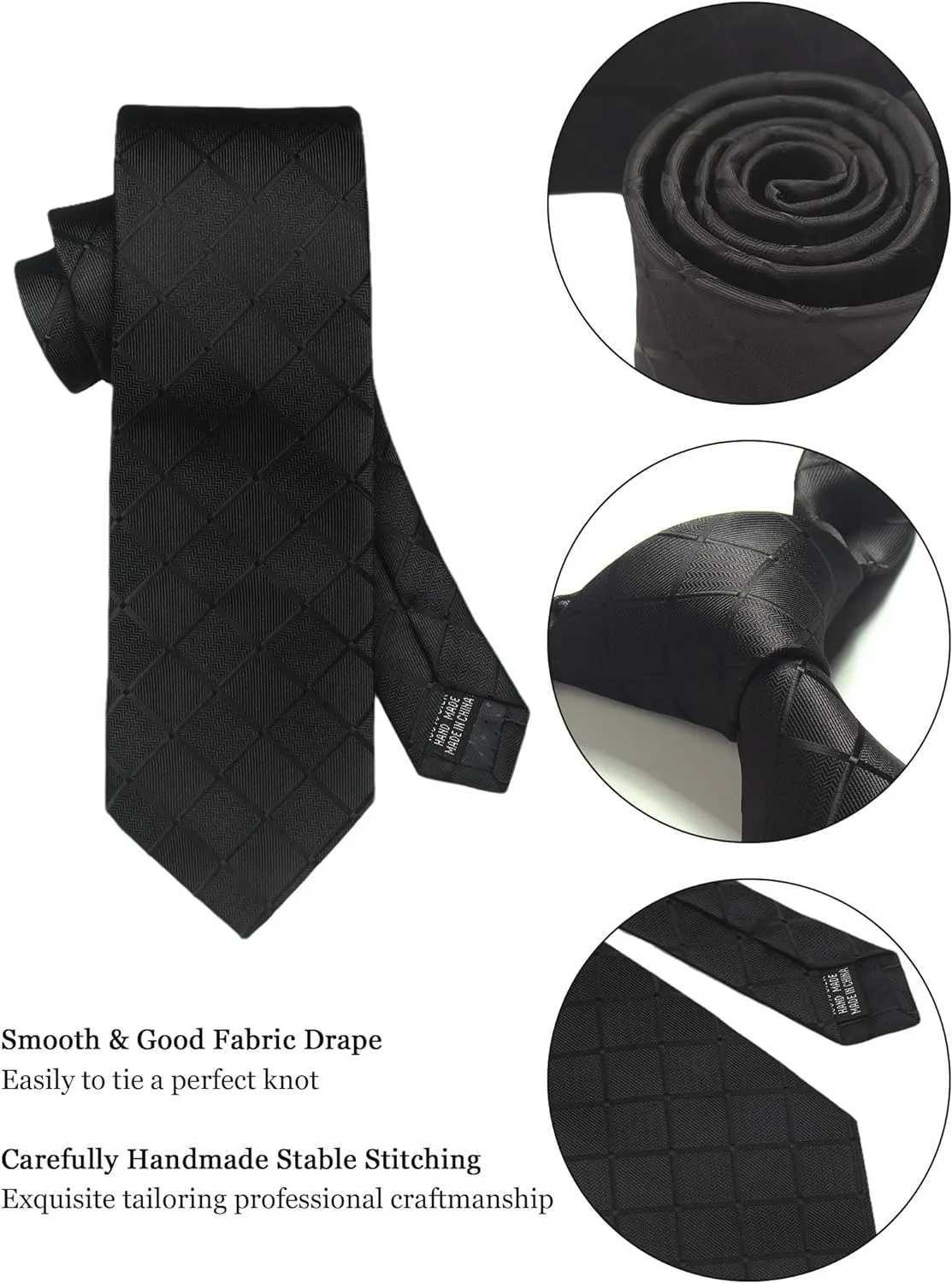 100% Silk Ties for Men Plaid Checks Tie Clip Handkerchief Woven Classic Mens Necktie Pocket Square Set Formal Wedding Ties X250407