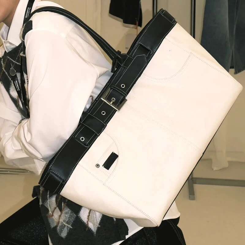 Large Capacity Fashion French tote Belt Buckle Sewing Versatile Handbag Women's Commuter Work Shopping Bag