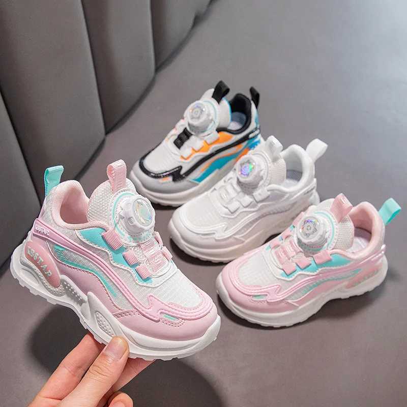Girls sports shoes light running shoes childrens sports shoes rotating button childrens comfortable walking and jogging shoes boys coach W250407