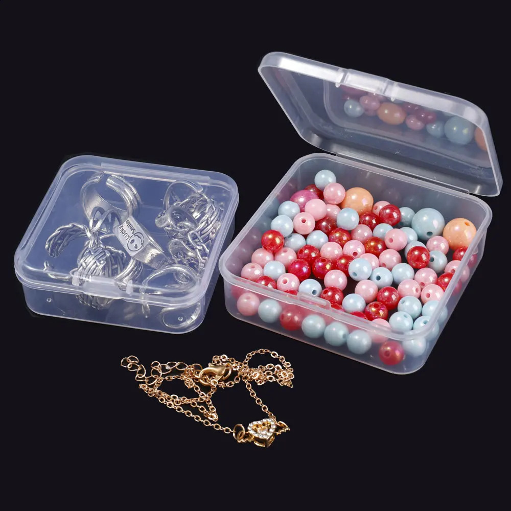 30pcs/pack Small Plastic Transparent Storage Box for Jewelry Container Case Home DIY Beads Crafts Package Clear Cases Boxes 250407