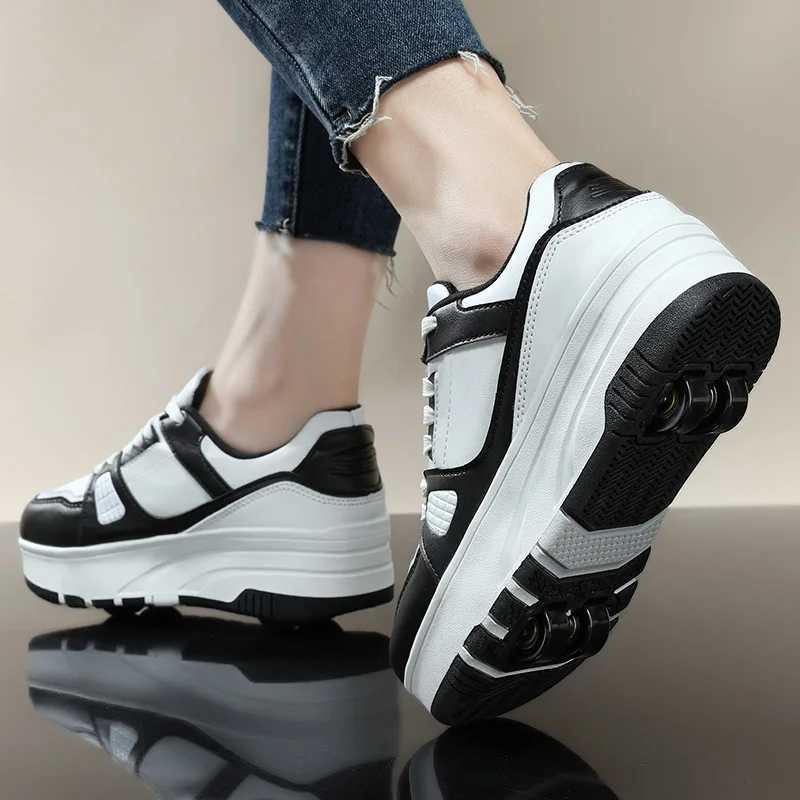 Four wheeled rolling shoes for boys and girls walking shoes casual outdoor sports slides and sprints school students pulling shoes sports shoes W25040