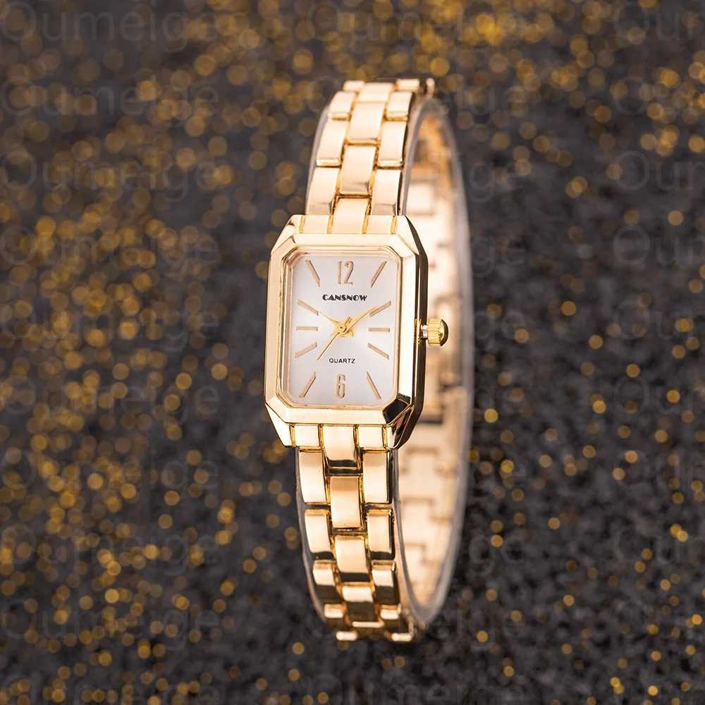 Luxury Top Gold Watch Womens Elegant Small Square Dial Womens Quartz Watch Simple Fashion Womens Watch Zegarek DamskiT250408